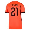 Virallinen Fanipaita + Shortsit Alankomaat Frenkie de Jong 21 Kotipelipaita MM-Kisat 2026 - Lasten