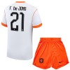Virallinen Fanipaita + Shortsit Alankomaat Frenkie de Jong 21 Vieraspelipaita MM-Kisat 2026 - Lasten