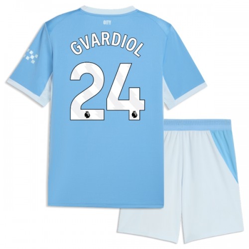 Virallinen Fanipaita + Shortsit Manchester City Gvardiol 24 Kotipelipaita 2026-27 - Lasten Virallinen Fanipaita + Shortsit Manchester City Gvardiol 24 Kotipelipaita 2026-27 - Lasten