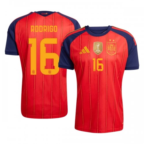Virallinen Fanipaita Espanja 2 Stars Rodrigo 16 Kotipelipaita MM-Kisat 2026 - Miesten Virallinen Fanipaita Espanja 2 Stars Rodrigo 16 Kotipelipaita MM-Kisat 2026 - Miesten