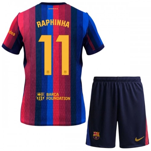 Virallinen Fanipaita + Shortsit FC Barcelona Raphinha 11 Kotipelipaita 2026-27 - Lasten Virallinen Fanipaita + Shortsit FC Barcelona Raphinha 11 Kotipelipaita 2026-27 - Lasten