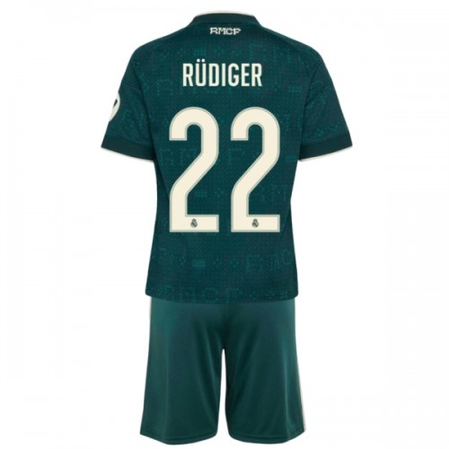 Virallinen Fanipaita + Shortsit Real Madrid Rudiger 22 Vieraspelipaita 2026-27 - Lasten Virallinen Fanipaita + Shortsit Real Madrid Rudiger 22 Vieraspelipaita 2026-27 - Lasten